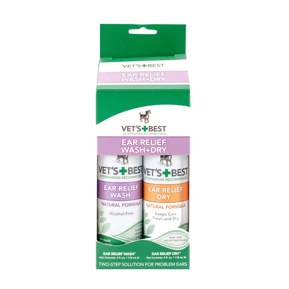 Vets Best Ear Elief Wash+Dry 2 Pack