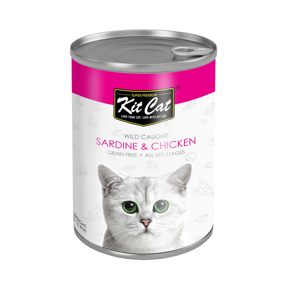 Kit Cat Premium Grain Free Canned Wet Food Wild Caught Sardine and Chicken