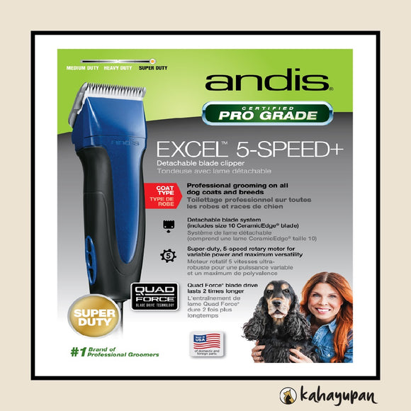 ANDIS Excel 5-Speed+ Professional Pet Hair Clippers (Blue)