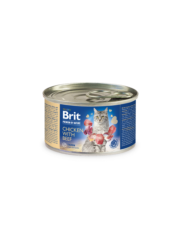 Brit Premium by Nature for Cats Canned Wet Food Chicken with Beef