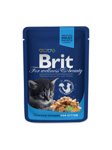 Brit Premium by Nature for Cats Wet Food in Pouch Chicken Chunks for Kittens