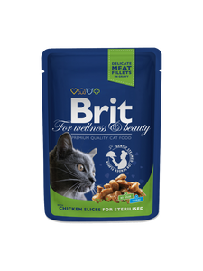 Brit Premium by Nature for Cats Wet Food in Pouch Chicken Slices Sterilised