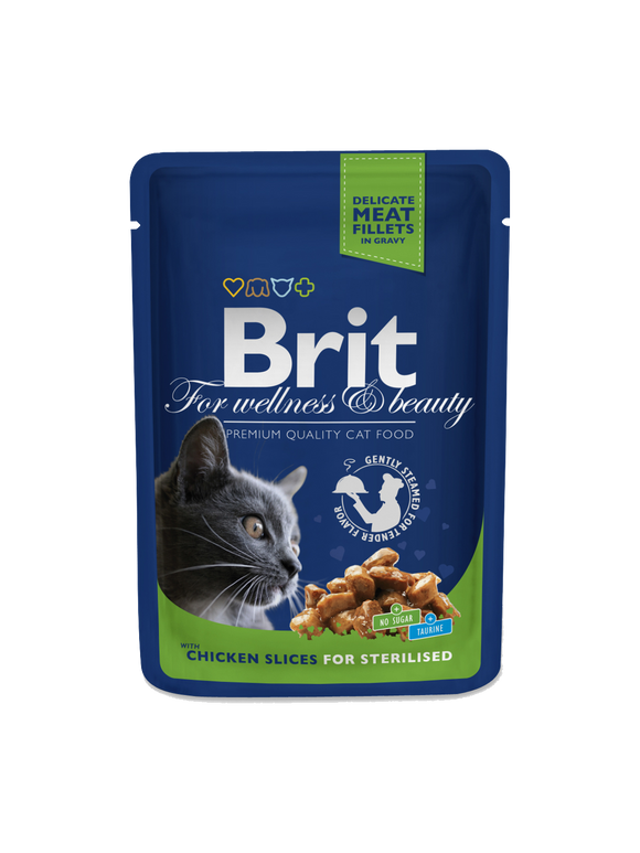 Brit Premium by Nature for Cats Wet Food in Pouch Chicken Slices Sterilised