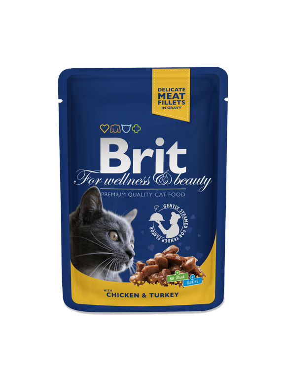 Brit Premium by Nature for Cats Wet Food in Pouch Chicken and Turkey