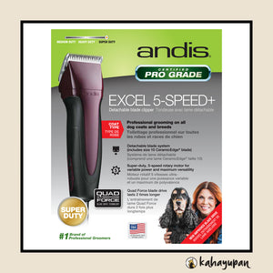ANDIS Excel 5-Speed+ Professional Pet Hair Clippers (Burgundy)