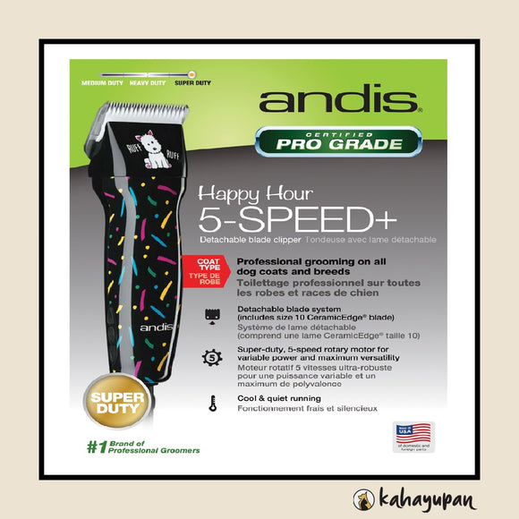 ANDIS Excel 5-Speed+ Professional Pet Hair Clippers (Happy Hour)