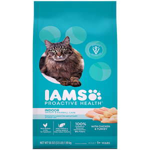 Iams Proactive Health Adult Indoor Weight and Hairball Care Dry Cat Food with Chicken and Turkey
