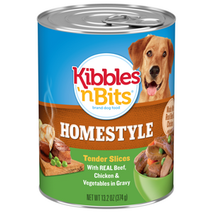 Kibbles n Bits Premium Homestyle Tender Slices With Real Beef, Chicken & Vegetables in Gravy