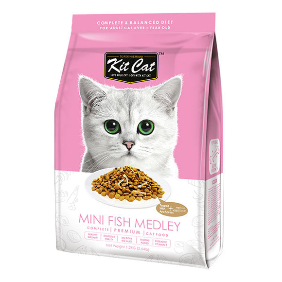 Kit Cat Premium Dry Food for Cats Mini Fish Medley (Optimal Bones Growth)