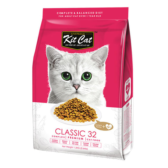Kit Cat Premium Dry Food for Cats Classic 32 (Taurine Added)