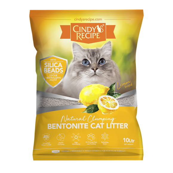 Cindy`s Recipe  Natural Clumping Bentonite Lemon Scented Cat Litter