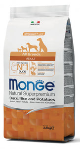 Monge Natural Superpremium Breeds Adult Duck, Rice and Potatoes