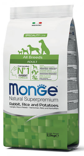 Monge Natural Superpremium All Breeds Adult Rabbit, Rice and Potatoes