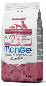 Monge Natural Superpremium All Breeds Adult Monoprotein Beef with Rice