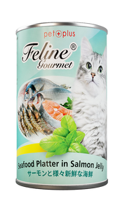 Pet Plus Feline Gourmet Canned Wet Food Seafood Platter in Salmon Jelly