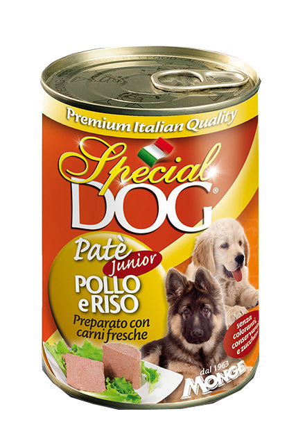 Monge Special Dog Pate` for Puppies Canned Wet Food Chicken, Turkey and Rice